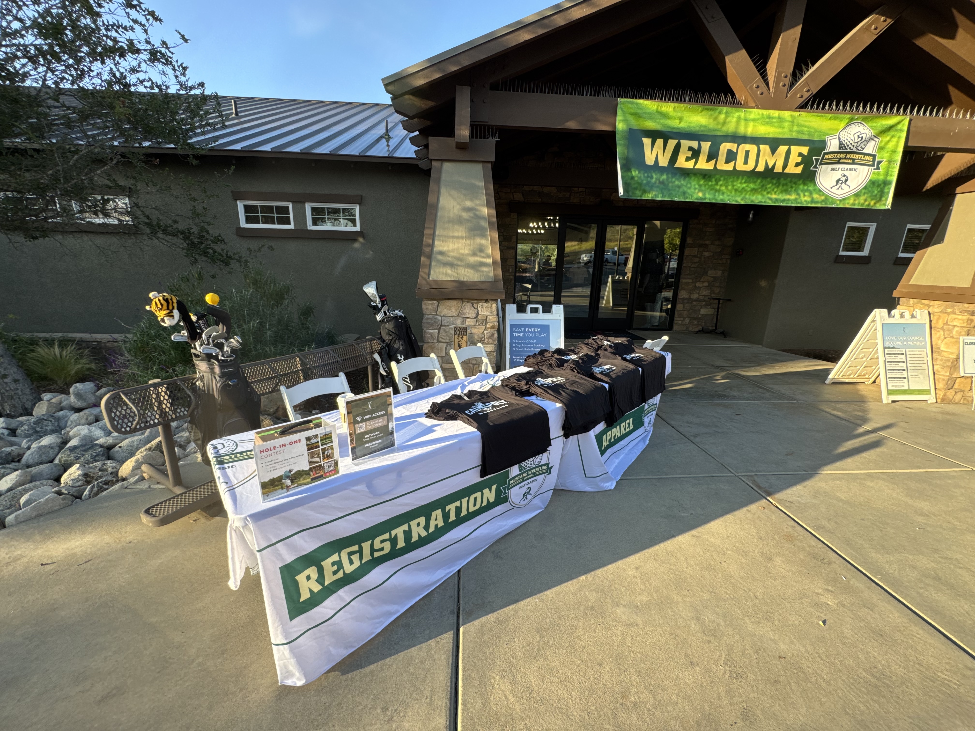 Welcome table at the SoCal Golf and Social event